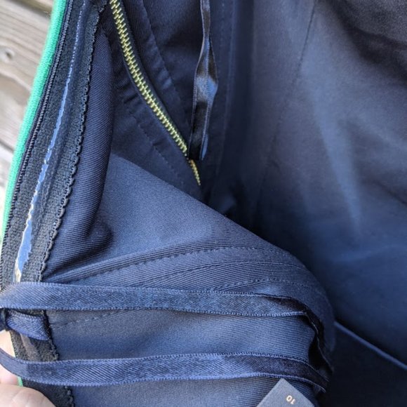 BCBGMaxAzria Green and Navy Striped Strapless 10 - Picture 8 of 8